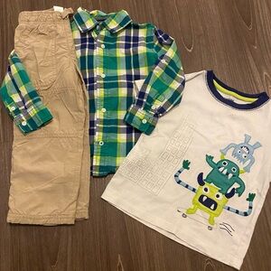 Gymboree monstro-politan 2 shirts and pants